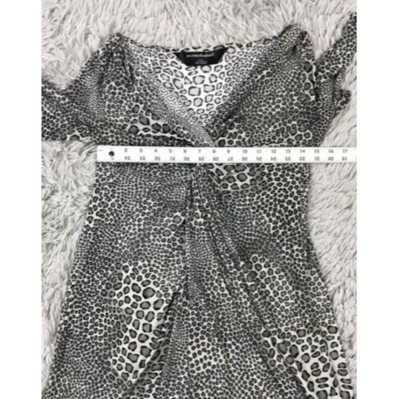 Norma Kamali Dress S Animal Print Black Gray White V Neck Knot mob wife party - Picture 6 of 8